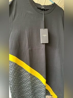 Fendi Black with Yellow Trim and Gray FF Logo Panel Skirt